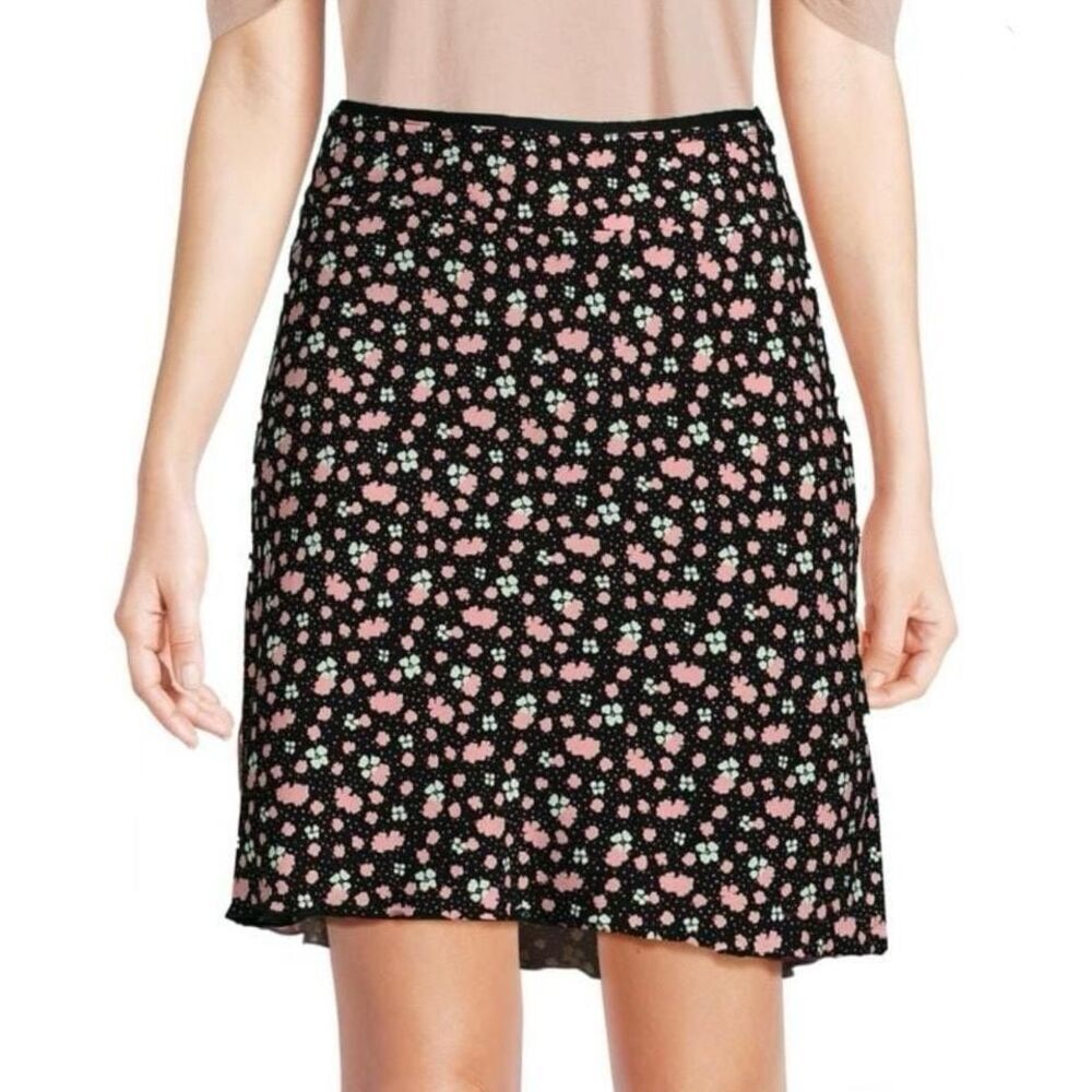 Free People Irl Floral Mini Slip Skirt in Black Combo Size 0 **FITS A 4/6 $60